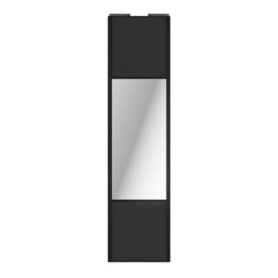 Porte de placard coulissante avec miroir anthracite profil noir GoodHome Arius H. 248,5 x L. 62.2 cm + amortisseurs