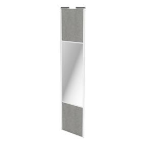 Porte de placard coulissante avec miroir béton profil blanc GoodHome Arius H. 248,5 x L. 62.2 cm + amortisseurs