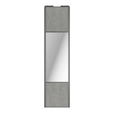 Porte de placard coulissante avec miroir béton profil gris GoodHome Arius H. 248,5 x L. 62.2 cm + amortisseurs