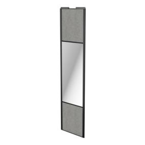 Porte de placard coulissante avec miroir béton profil noir GoodHome Arius H. 248,5 x L. 62.2 cm + amortisseurs