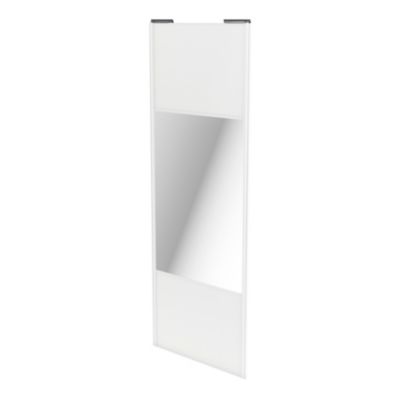 Porte de placard coulissante avec miroir blanc avec cadre blanc GoodHome Arius H. 248,5 x L. 92.2 cm