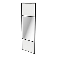 Porte de placard coulissante avec miroir blanc avec cadre noir GoodHome Arius H. 248,5 x L. 92.2 cm