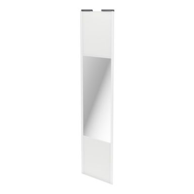 Porte de placard coulissante avec miroir blanc brillant profil blanc GoodHome Arius H. 248,5 x L. 62.2 cm + amortisseurs