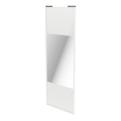 Porte de placard coulissante avec miroir blanc brillant profil blanc GoodHome Arius H. 248,5 x L. 92.2 cm + amortisseurs