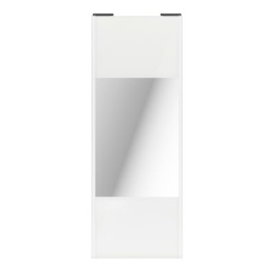 Porte de placard coulissante avec miroir blanc brillant profil blanc GoodHome Arius H. 248,5 x L. 92.2 cm + amortisseurs