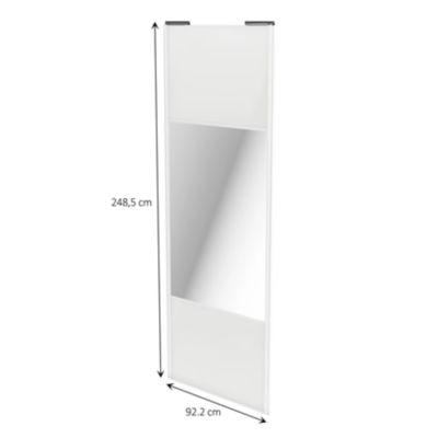 Porte de placard coulissante avec miroir blanc brillant profil blanc GoodHome Arius H. 248,5 x L. 92.2 cm + amortisseurs