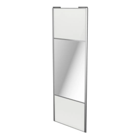 Porte de placard coulissante avec miroir blanc brillant profil gris GoodHome Arius H. 248,5 x L. 92.2 cm + amortisseurs