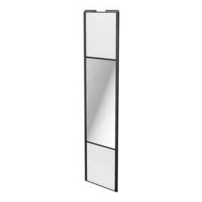 Porte de placard coulissante avec miroir blanc brillant profil noir GoodHome Arius H. 248,5 x L. 62.2 cm + amortisseurs