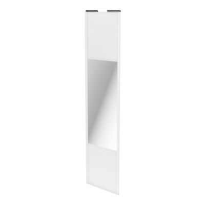 Porte de placard coulissante avec miroir blanc profil blanc GoodHome Arius H. 248,5 x L. 62.2 cm + amortisseurs