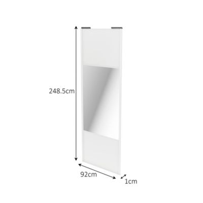 Porte de placard coulissante avec miroir blanc profil blanc GoodHome Arius H. 248,5 x L. 92.2 cm + amortisseurs
