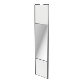 Porte de placard coulissante avec miroir blanc profil gris GoodHome Arius H. 248,5 x L. 62.2 cm + amortisseurs