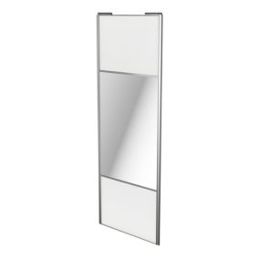 Porte de placard coulissante avec miroir blanc profil gris GoodHome Arius H. 248,5 x L. 92.2 cm + amortisseurs