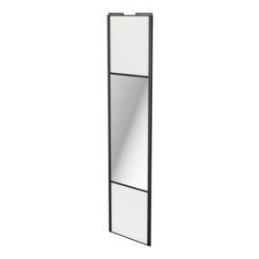 Porte de placard coulissante avec miroir blanc profil noir GoodHome Arius H. 248,5 x L. 62.2 cm + amortisseurs