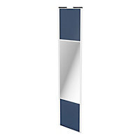 Porte de placard coulissante avec miroir bleu avec cadre blanc GoodHome Arius H. 248,5 x L. 62.2 cm