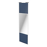 Porte de placard coulissante avec miroir bleu profil blanc GoodHome Arius H. 248,5 x L. 77.2 cm + amortisseurs