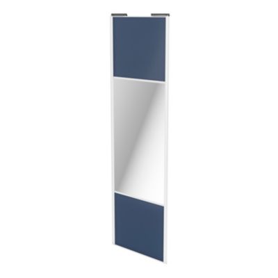 Porte de placard coulissante avec miroir bleu profil blanc GoodHome Arius H. 248,5 x L. 77.2 cm + amortisseurs