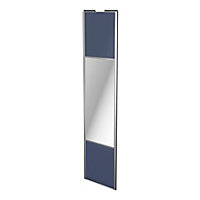 Porte de placard coulissante avec miroir bleu profil gris GoodHome Arius H. 248,5 x L. 62.2 cm + amortisseurs