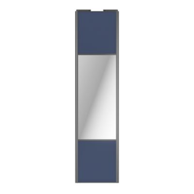 Porte de placard coulissante avec miroir bleu profil gris GoodHome Arius H. 248,5 x L. 62.2 cm + amortisseurs
