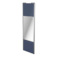 Porte de placard coulissante avec miroir bleu profil gris GoodHome Arius H. 248,5 x L. 77.2 cm + amortisseurs