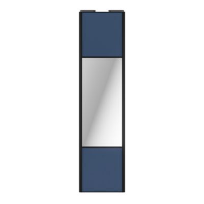 Porte de placard coulissante avec miroir bleu profil noir GoodHome Arius H. 248,5 x L. 62.2 cm + amortisseurs