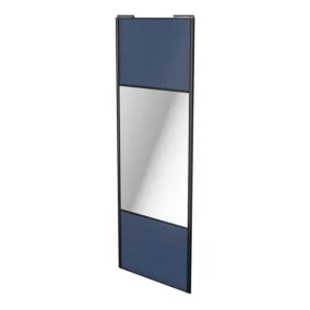 Porte de placard coulissante avec miroir bleu profil noir GoodHome Arius H. 248,5 x L. 92.2 cm + amortisseurs