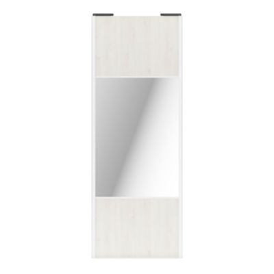 Porte de placard coulissante avec miroir bois nordique avec cadre blanc GoodHome Arius H. 248,5 x L. 92.2 cm