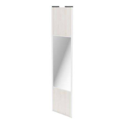 Porte de placard coulissante avec miroir bois nordique profil blanc GoodHome Arius H. 248,5 x L. 62.2 cm + amortisseurs