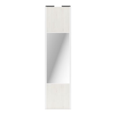 Porte de placard coulissante avec miroir bois nordique profil blanc GoodHome Arius H. 248,5 x L. 62.2 cm + amortisseurs