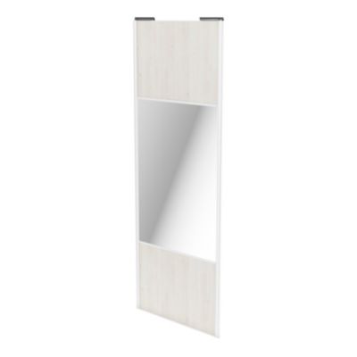 Porte de placard coulissante avec miroir bois nordique profil blanc GoodHome Arius H. 248,5 x L. 92.2 cm + amortisseurs