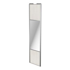 Porte de placard coulissante avec miroir bois nordique profil gris GoodHome Arius H. 248,5 x L. 62.2 cm + amortisseurs