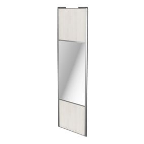 Porte de placard coulissante avec miroir bois nordique profil gris GoodHome Arius H. 248,5 x L. 77.2 cm + amortisseurs