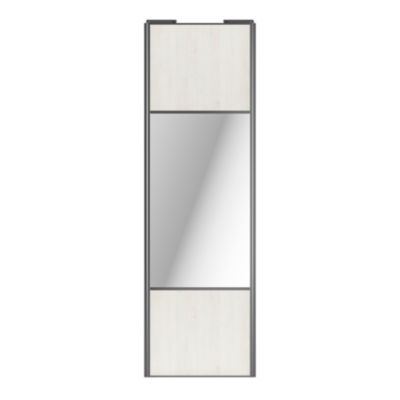 Porte de placard coulissante avec miroir bois nordique profil gris GoodHome Arius H. 248,5 x L. 77.2 cm + amortisseurs