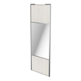 Porte de placard coulissante avec miroir bois nordique profil gris GoodHome Arius H. 248,5 x L. 92.2 cm + amortisseurs