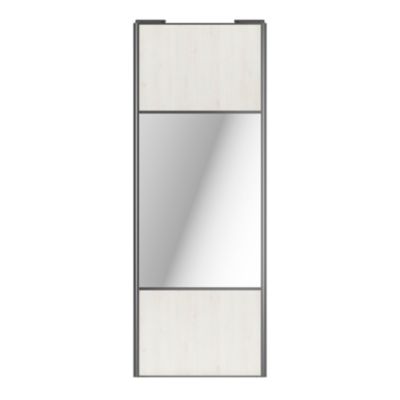 Porte de placard coulissante avec miroir bois nordique profil gris GoodHome Arius H. 248,5 x L. 92.2 cm + amortisseurs