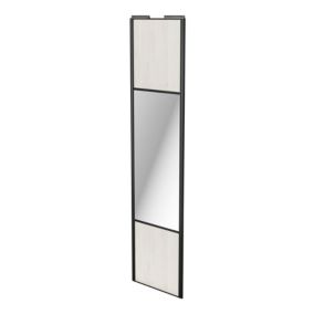Porte de placard coulissante avec miroir bois nordique profil noir GoodHome Arius H. 248,5 x L. 62.2 cm + amortisseurs