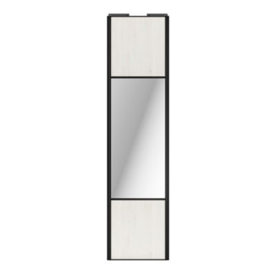 Porte de placard coulissante avec miroir bois nordique profil noir GoodHome Arius H. 248,5 x L. 62.2 cm + amortisseurs