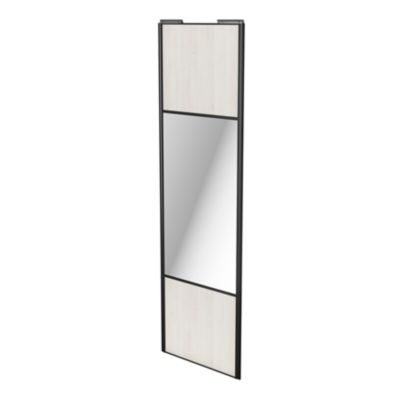 Porte de placard coulissante avec miroir bois nordique profil noir GoodHome Arius H. 248,5 x L. 77.2 cm + amortisseurs
