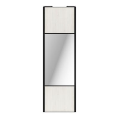 Porte de placard coulissante avec miroir bois nordique profil noir GoodHome Arius H. 248,5 x L. 77.2 cm + amortisseurs