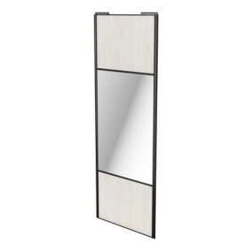 Porte de placard coulissante avec miroir bois nordique profil noir GoodHome Arius H. 248,5 x L. 92.2 cm + amortisseurs