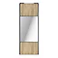 Porte de placard coulissante avec miroir effet chêne brut profil gris GoodHome Arius H. 248,5 x L. 92.2 cm + amortisseurs