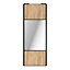 Porte de placard coulissante avec miroir effet chêne brut profil noir GoodHome Arius H. 248,5 x L. 92.2 cm + amortisseurs