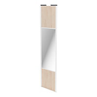 Porte de placard coulissante avec miroir effet chêne clair avec cadre blanc GoodHome Arius H. 248,5 x L. 62.2 cm