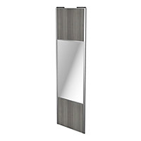 Porte de placard coulissante avec miroir effet chêne grisé avec cadre gris GoodHome Arius H. 248,5 x L. 77.2 cm