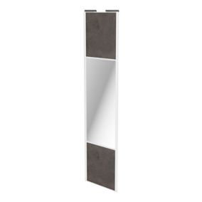 Porte de placard coulissante avec miroir gris antique profil blanc GoodHome Arius H. 248,5 x L. 62.2 cm + amortisseurs