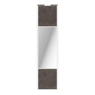 Porte de placard coulissante avec miroir gris antique profil blanc GoodHome Arius H. 248,5 x L. 62.2 cm + amortisseurs