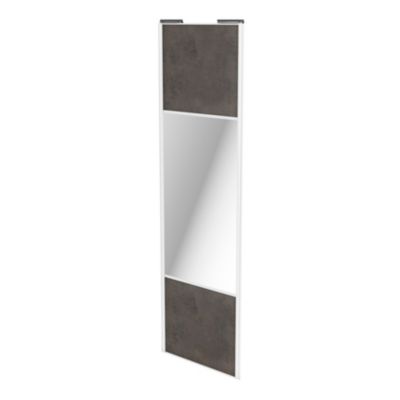 Porte de placard coulissante avec miroir gris antique profil blanc GoodHome Arius H. 248,5 x L. 77.2 cm + amortisseurs