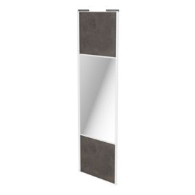 Porte de placard coulissante avec miroir gris antique profil blanc GoodHome Arius H. 248,5 x L. 77.2 cm + amortisseurs
