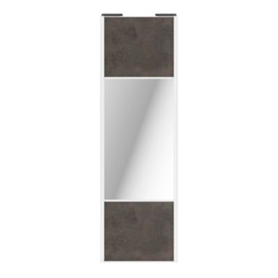 Porte de placard coulissante avec miroir gris antique profil blanc GoodHome Arius H. 248,5 x L. 77.2 cm + amortisseurs