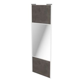 Porte de placard coulissante avec miroir gris antique profil blanc GoodHome Arius H. 248,5 x L. 92.2 cm + amortisseurs