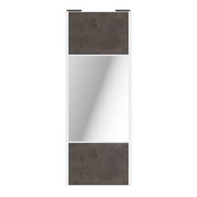 Porte de placard coulissante avec miroir gris antique profil blanc GoodHome Arius H. 248,5 x L. 92.2 cm + amortisseurs